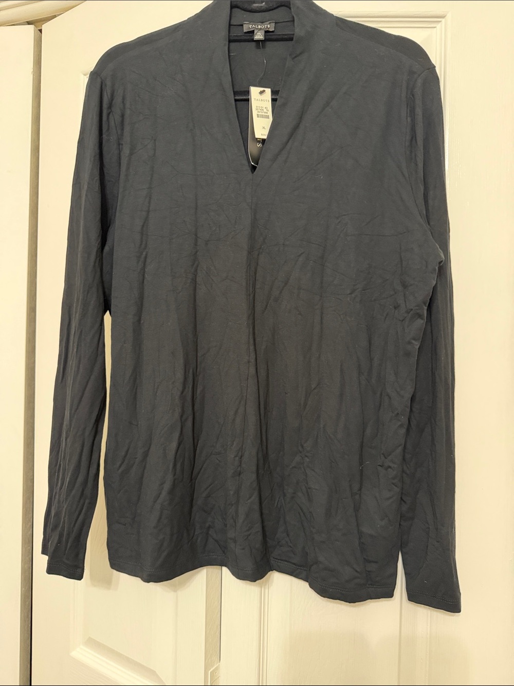 Talbots Women’s Long Sleeve V-Neck Shirt - Black